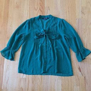 Forever 21 Flowy Neck-tie Ruffle Sleeve Blouse